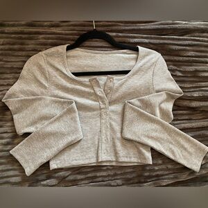 Grey Long sleeve cropped shirt